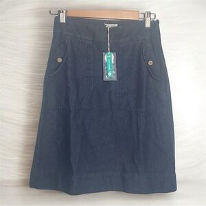 Kite skirt women's size 4 blue A-line 100% organic cotton sustainable side zip